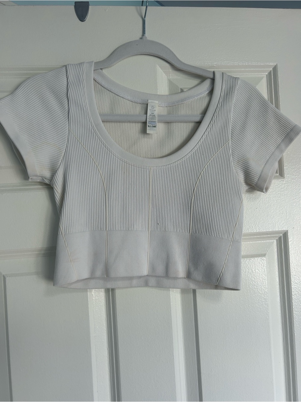 Aerie White Ribbed Scoop Crop Top